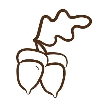 Nuts and leaf line style icon Illustrazione stock