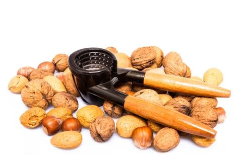 Nuts and nutcracker Stock Photos