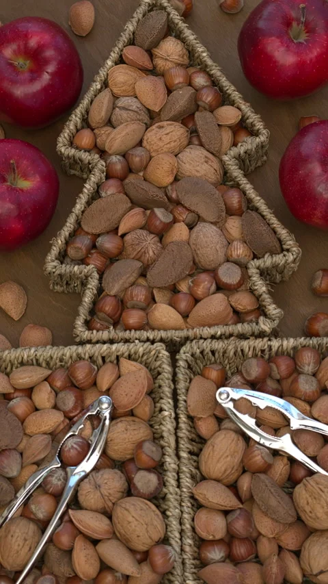 Nuts assortment and apples. Stock Footage 281413839