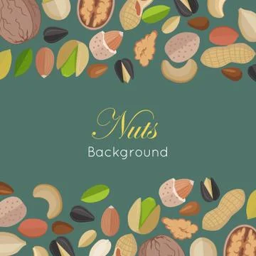 Nuts Background Concept Vector in Flat Design イラスト素材