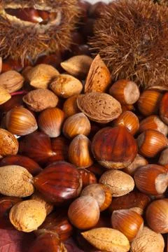 Nuts background Stock Photos