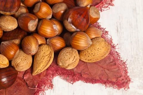 Nuts background Stock Photos