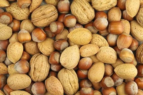 Nuts background Stock Photos
