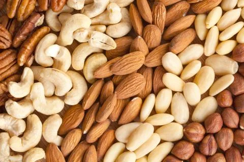 Nuts background Stock Photos