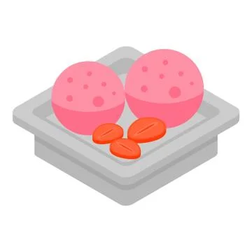 Nuts balls ice cream icon, isometric style Stock Illustration