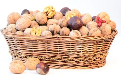 Nuts basket Stock Photos
