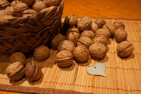 Nuts in a basket Foto stock