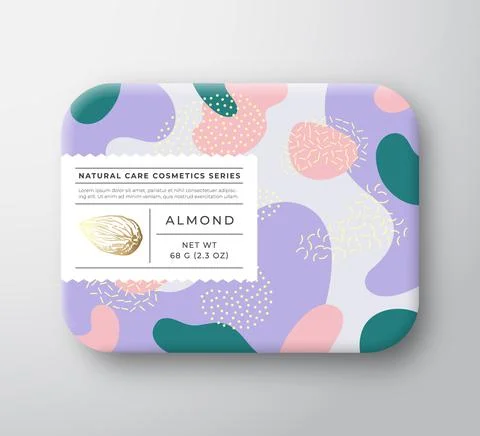 Nuts Bath Cosmetics Box. Vector Wrapped Paper Container with Care Label Cover Stock Illustration