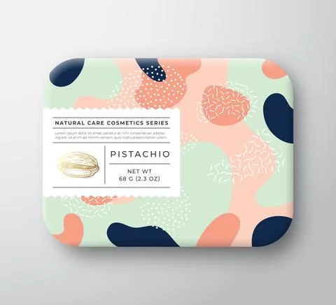 Nuts Bath Cosmetics Box. Vector Wrapped Paper Container with Care Label Cover Stock Illustration