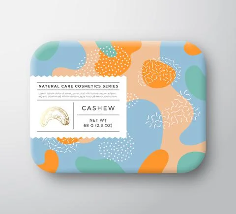 Nuts Bath Cosmetics Box. Vector Wrapped Paper Container with Care Label Cover Stock Illustration