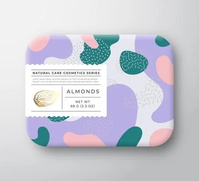 Nuts Bath Cosmetics Package Box. Vector Wrapped Paper Container with Care Label Stock Illustration