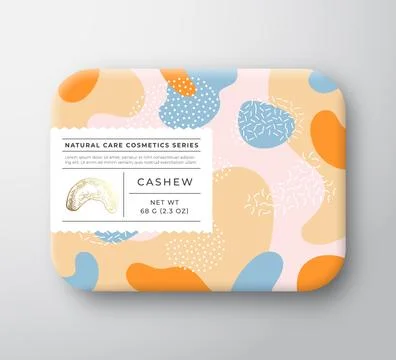 Nuts Bath Cosmetics Package Box. Vector Wrapped Paper Container with Care Label Illustrazione stock