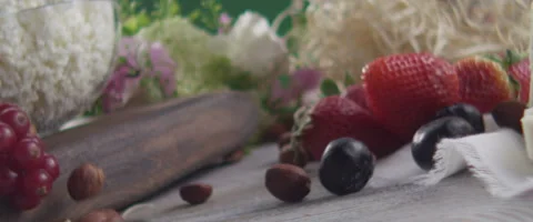Nuts berries cheese Slow Motion MACRO Stock Footage 50348892