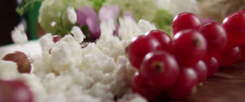 Nuts berries cheese Slow Motion macro 4k Vídeos de archivo 50348955