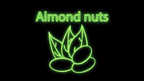 Nuts on a black background, vector illustration, neon. nuts lie on the ground Stock Illustration