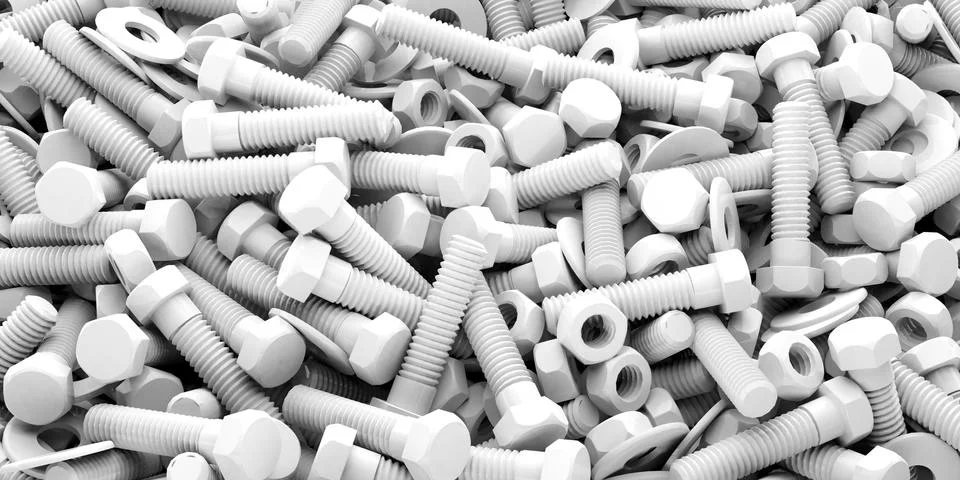 Nuts Boltswhite plastic stack banner all background Stock Illustration