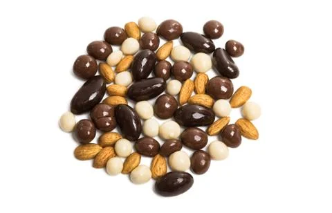 Nuts in chocolate isolated Stock Photos