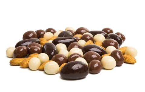 Nuts in chocolate isolated Stock Photos