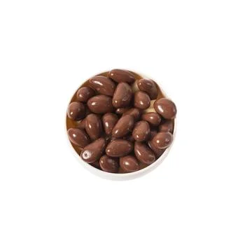 Nuts in chocolate over white background Stock Photos