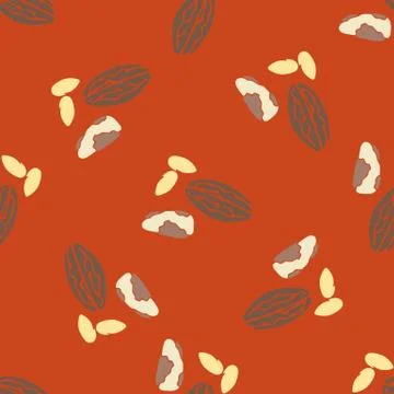 Nuts collection tileable texture vector. Suits for fabric and package print Illustrazione stock