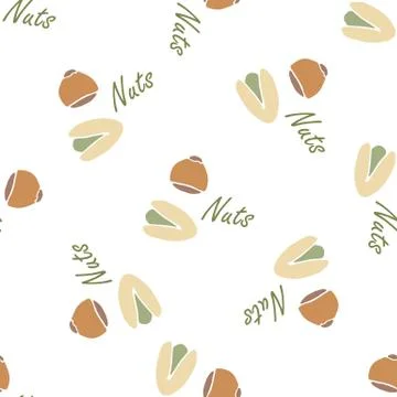 Nuts collection tileable texture vector. Suits for fabric and package print Illustrazione stock