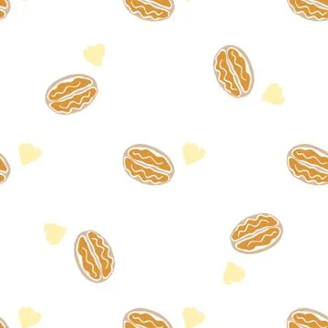 Nuts collection tileable texture vector. Suits for fabric and package print Illustrazione stock
