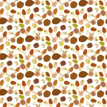 Nuts healthy snack vector illustration seamless pattern 스톡 일러스트