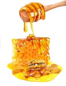Nuts with honey Stock Photos
