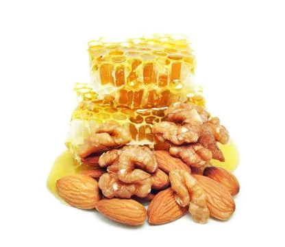 Nuts with honey Foto stock