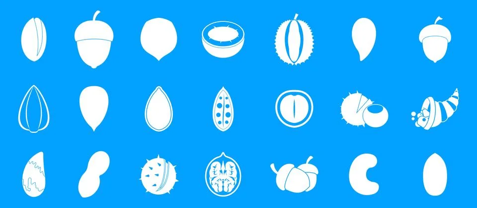 Nuts icon blue set Stock Illustration