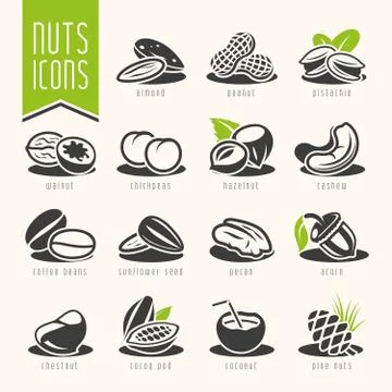 Nuts icon set Stock Illustration