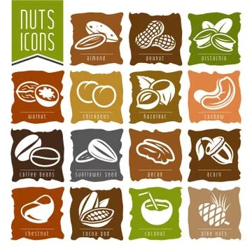 Nuts icon set Stock Illustration