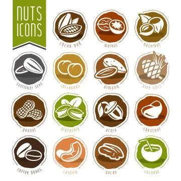 Nuts icon set Stock Illustration