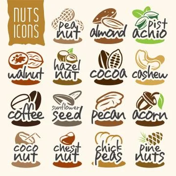 Nuts icon set Stock Illustration