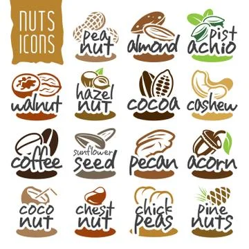 Nuts icon set Stock Illustration