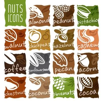 Nuts icon set Stock Illustration