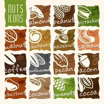Nuts icon set Stock Illustration