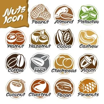 Nuts icon set Stock Illustration