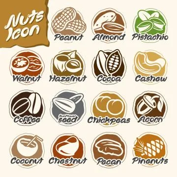 Nuts icon set Stock Illustration