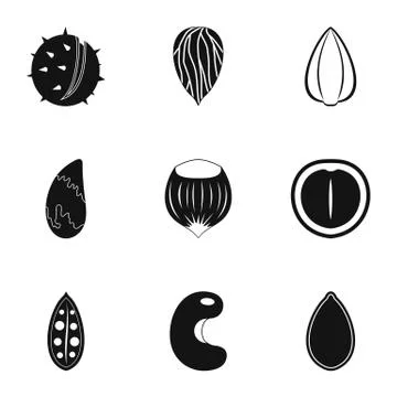 Nuts icon set, simple style Stock Illustration