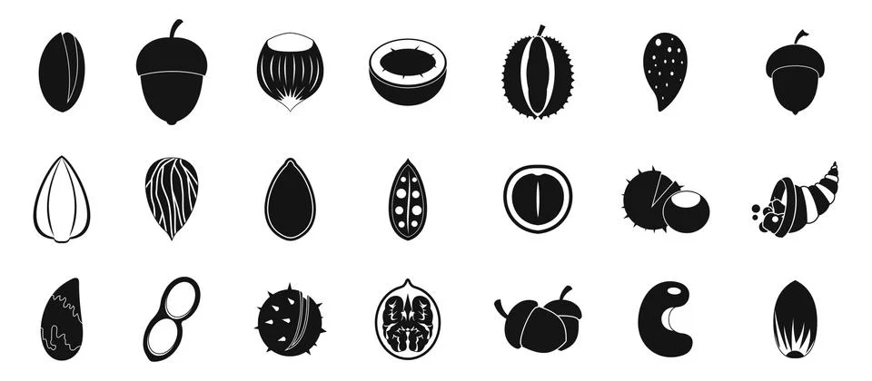 Nuts icon set, simple style Stock Illustration