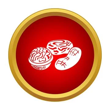Nuts icon showing peanut, walnut, and pecan in shell 库存插图