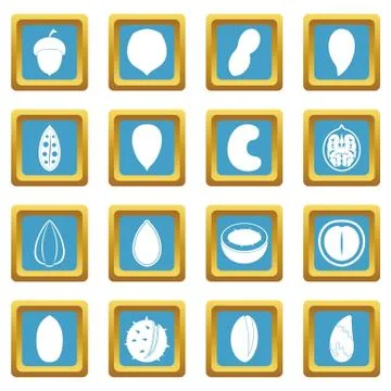 Nuts icons azure Stock Illustration