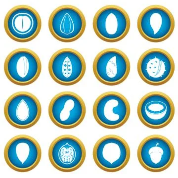Nuts icons blue circle set Stock Illustration