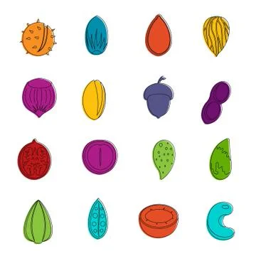 Nuts icons doodle set Stock Illustration