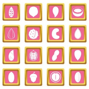 Nuts icons pink Stock Illustration