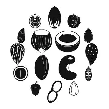 Nuts icons set, simple style Stock Illustration