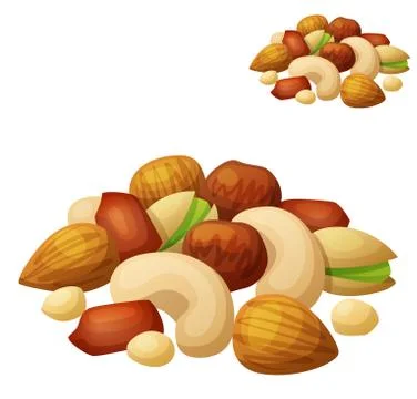Nuts isolated on white background. Cartoon Vector Icon Illustrazione stock