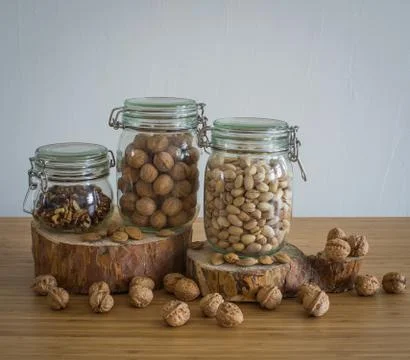 Nuts in jar Stock Photos