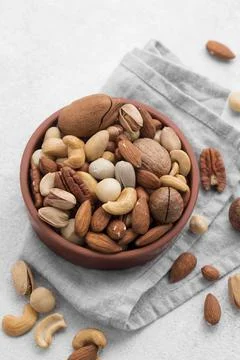 Nuts kitchen cloth . High quality and resolution beautiful photo concept Stock Photos